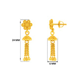 Kids' 22K Gold Ornate Flower and Charm Baby Jhumka Earrings